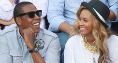 Beyonce y Jayz viendo el Open USA de tenis