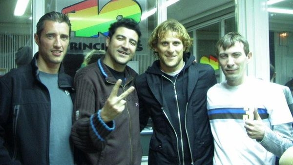 Con Joseba, David y Forlán